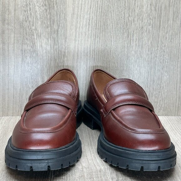 Madewell The Bradley Chunky Lugsole Loafer Women Sz 8 Leather Chunky Cherry Wood - Picture 7 of 13